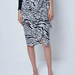 Cover Story Black Printed Midi Skirt-image-81