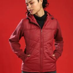 Campus Sutra Red Quilted Jacket-image-64