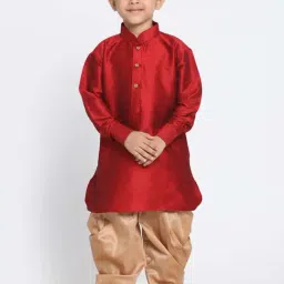 VASTRAMAY Kids Maroon Comfort Fit Kurta Set-image-61