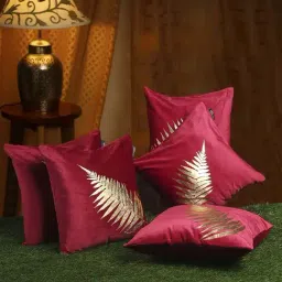 HOSTA HOMES Red Velvet Cushion Cover - Set of 5-image-70