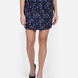 Aditi Wasan Blue Floral Print A-Line Mini Pleated Skirt-image-71