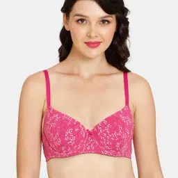 Rosaline by Zivame Dark Pink Printed Half Coverage T-Shirt Bra-picture-45