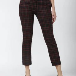 Van Heusen Black & Maroon Checks Trousers-image-94