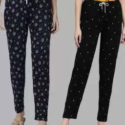 Kryptic Blue & Black Printed Pure Cotton Elasticated Waist Band Regular Fit Pyjamas - Pack of 2-image-47