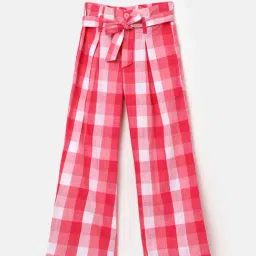 United Colors of Benetton Kids Fuchsia & White Checks Trousers-image-40