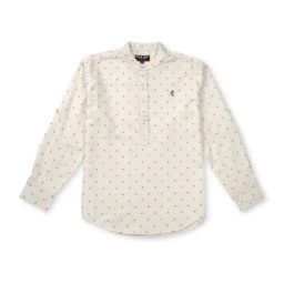 Gini & Jony Kids White Cotton Printed Full Sleeves Shirt-picture-26
