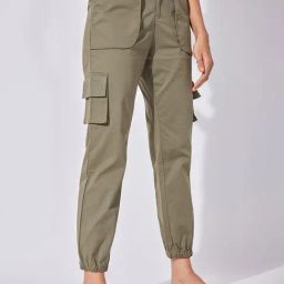 The Label Life Green Cotton Regular Fit Mid Rise Cargos-image-17