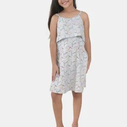 Kiddopanti Girls White Printed Casual Dresses-image-53