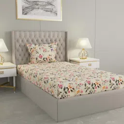 Raymond Home Delight Beige 104 TC Cotton Single Bedsheet with 1 Pillow Cover-image-12