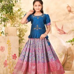Aarika Girls Navy & Pink Embroidered Lehenga with Choli-image-77