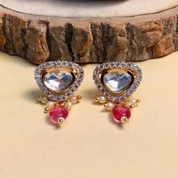 Abdesigns Minimal Unique Shape Polki Diamond Earring-29