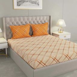 Raymond Home Camphor Beige 144 TC Cotton Queen Bedsheet with 2 Pillow Covers-image-88