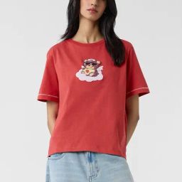 The Souled Store Maroon Cotton Relaxed Fit Printed T-Shirt-picture-40