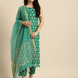 Anouk Ethnic Motifs Printed Regular Kurta with Trousers & Dupatta image 3