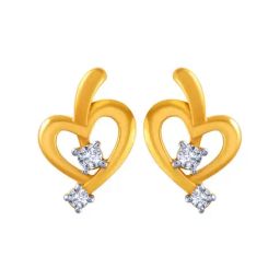 BIS Hallmarked 14k Yellow Gold Heart Designed Stud Earrings for Women & Girls-image-45