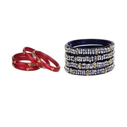Somil Elegant Combo Glass Bangle Set | Handmade Traditional Chudi For Women | Perfect For Daily & Occasion Use, Combo of 2 Set, Red, Blue-image-78