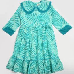 Bella Moda Kids Turquoise Printed Full Sleeves Fit & Flare Dress-image-98