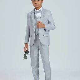 Kids Island Boys Grey Regular Fit Suit Set-image-50