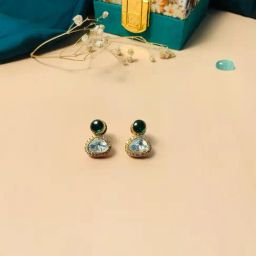 Abdesigns Gold Plated Kundan Polki & American Diamond Earrings-17