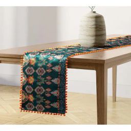 India Circus By Krshna Mehta 4-Seater Multi Velvet Printed Table Runner-17