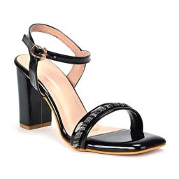 Scentra Women's Black Ankle Strap Sandals-picture-36