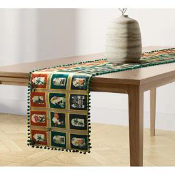 India Circus By Krshna Mehta 4-Seater Multi Velvet Printed Table Runner-13