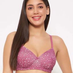 Clovia Pink Regular Fit Polka Dot Bra-picture-32