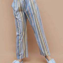 Ginger By Lifestyle Off White Cotton Regular Fit Striped Pyjamas-image-42