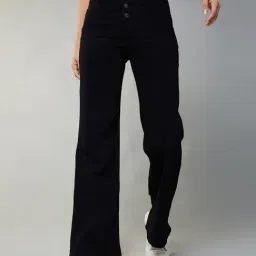 DOLCE CRUDO Black Relaxed Fit High Rise Jeans-image-92