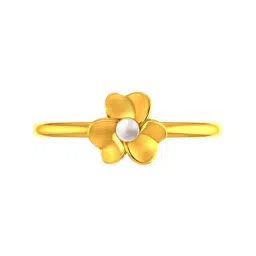 P.C. Chandra Jewellers 18k Yellow Gold Ring with A Floral Design & Pearl Detailing for Women & Girls-image-44