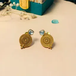 Abdesigns Gold Plated Kundan Polki & American Diamond Earrings-picture-12