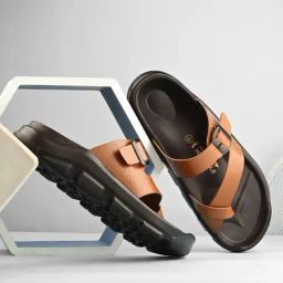 Hoversole Men's CROSSBOW Tan Cross Strap Archloc Sandals-image-2