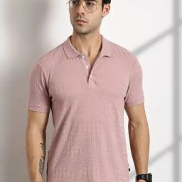 Thomas Scott Purple Cotton Regular Fit Texture Polo T-Shirt-image-54
