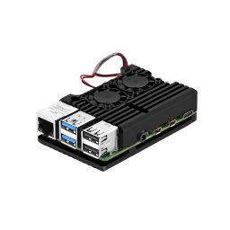 Raspberry Pi 4 Armour Case Aluminum Heat Sink Case with Double Fans Cooling Heatsink with Dual Fans for Raspberry Pi 4 Model/Pi 4B- Black - RS2323Raspberry Pi 4 Armour Case Aluminum Heat Sink Case with Double Fans Cooling Heatsink with Dual Fans for Raspberry Pi 4 Model/Pi 4B- Black - RS2323 image 1