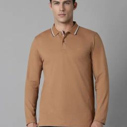 Louis Philippe Brown Regular fit Solid Casual Polo T-Shirt-image-83