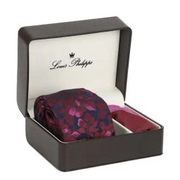 Louis Philippe Maroon Printed Tie and Pocket Square-image-51