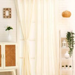 Ariana Stripes Ecru Polyester 7 ft Door Curtain-picture-0