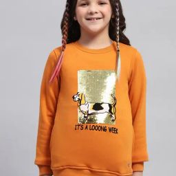 Monte Carlo Girls Orange Embellished Full Sleeves Sweatshirt-image-56