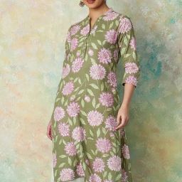 Melange by Lifestyle Green Printed Kurta-image-9