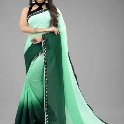 APNISHA Green Tie & Dye Saree With Unstitched Blouse-picture-21