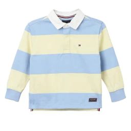 TOMMY HILFIGER Lemon Zest & Vessel Blue Coloblock Relaxed Fit Polo T-Shirt-image-16