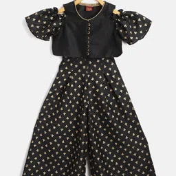 Twisha Girls Black & Golden Solid Top with Printed Palazzos-image-52