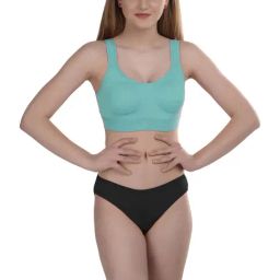 AROUSY Blue & Black Cotton Bra Panty Set-image-80