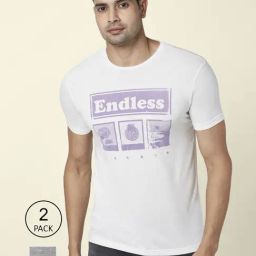 People by Pantaloons White & Grey Cotton Slim Fit Printed T-Shirt - Pack of 2-picture-32
