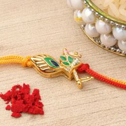 GIVA 925 Silver Golden Krishna Flute Rakhi cum Pendant-image-67