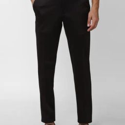 V Dot Black Slim Fit Trousers-image-88