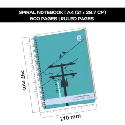Pragya A4  21 x 29.7 cm Colour Coded 500 Pages Single Line 6 Subject Spiral Notebook, SP-A4-6S-500SL (Pack of 2) image 2