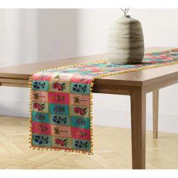 India Circus By Krshna Mehta 4-Seater Multi Velvet Printed Table Runner-12