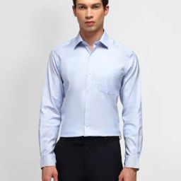 Arrow Blue Cotton Slim Fit Texture Shirt-image-77