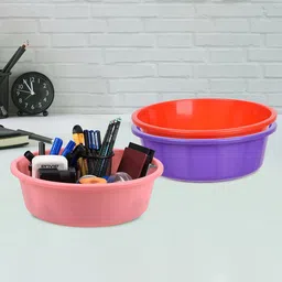 Kuber Industries Purple & Red 3 Pieces Multipurpose Storage Tub Organizer 6L-12
